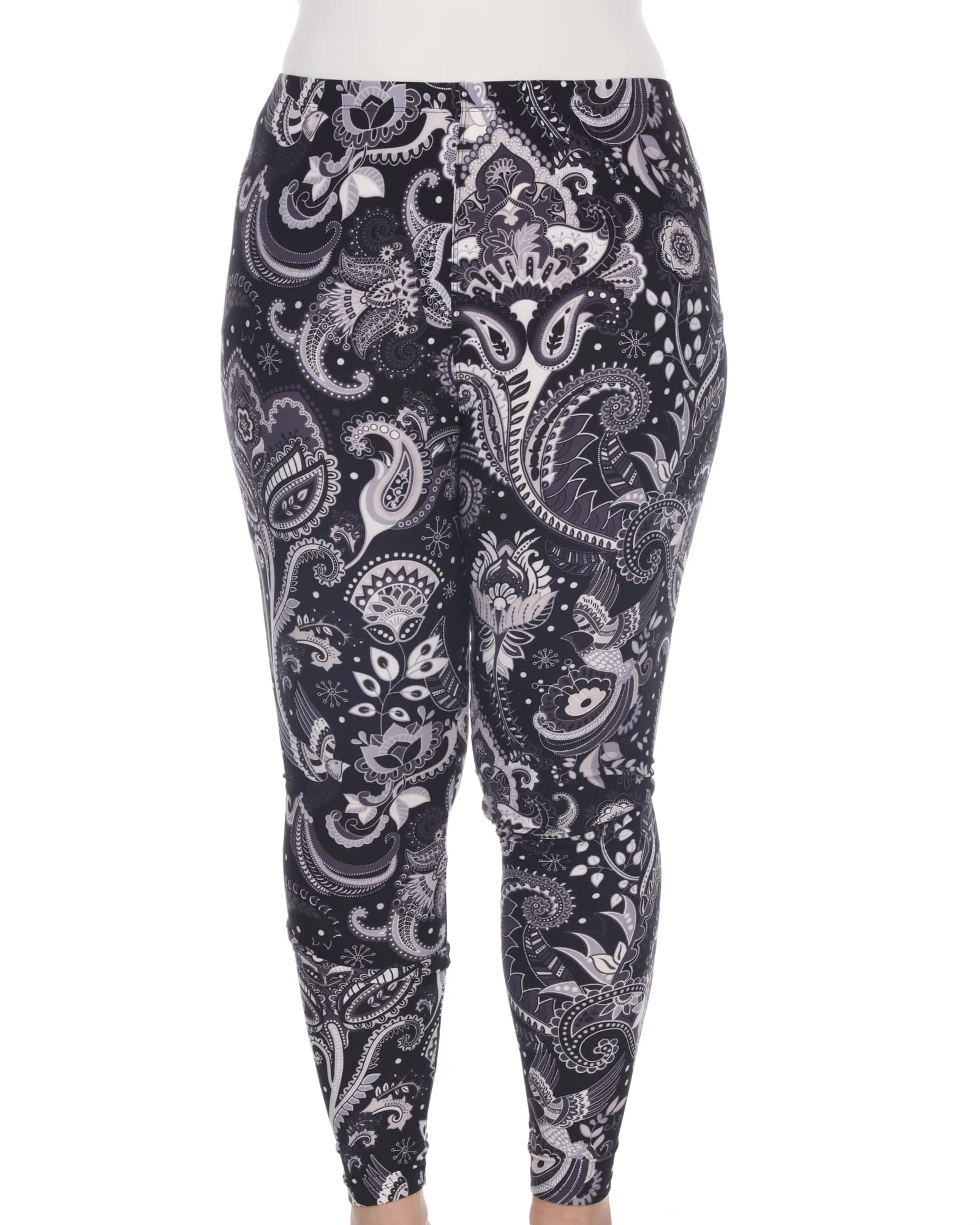 Printed Paisley Leggings | Black White Paisley