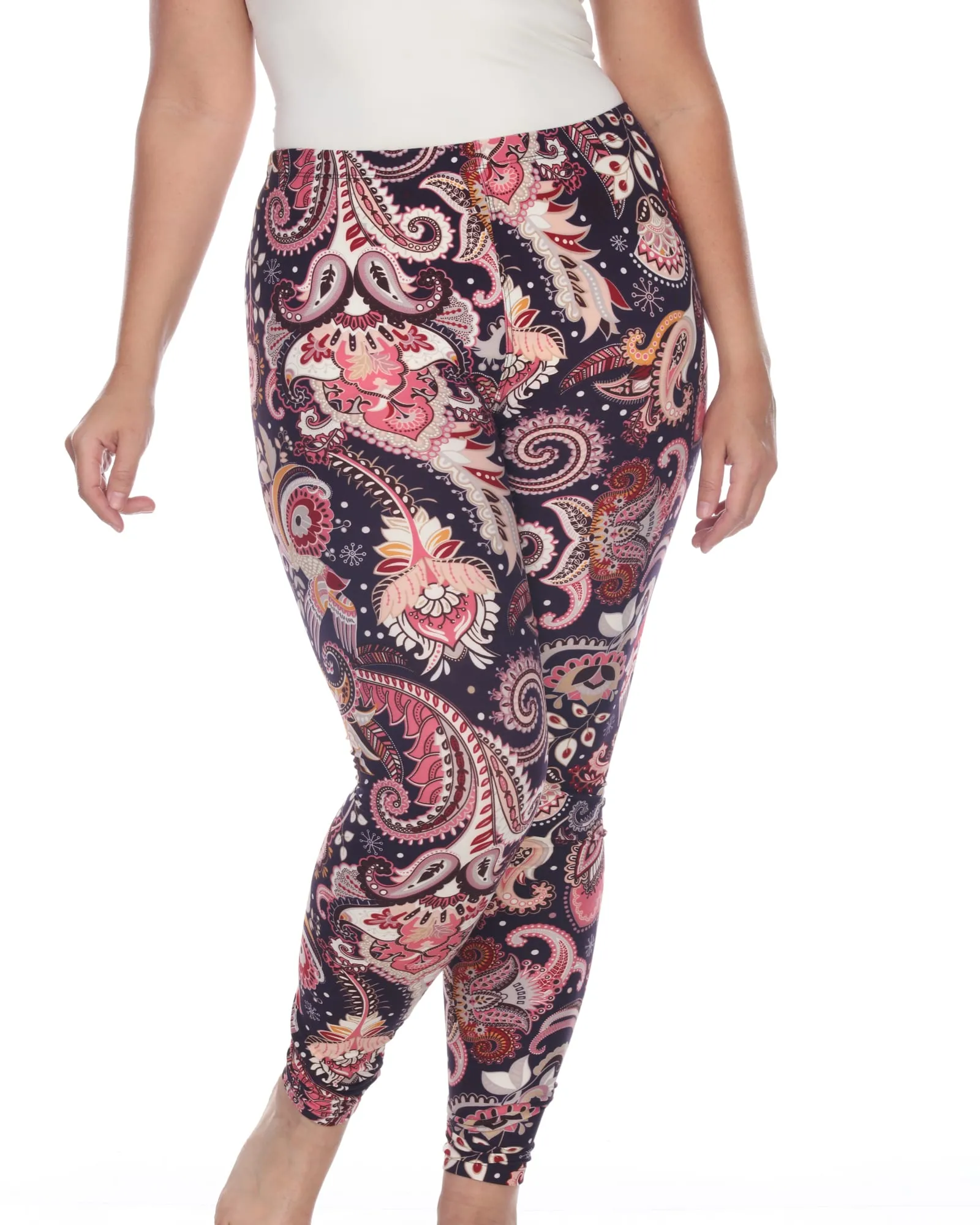 Printed Paisley Leggings | Purple Fuchsia Paisley