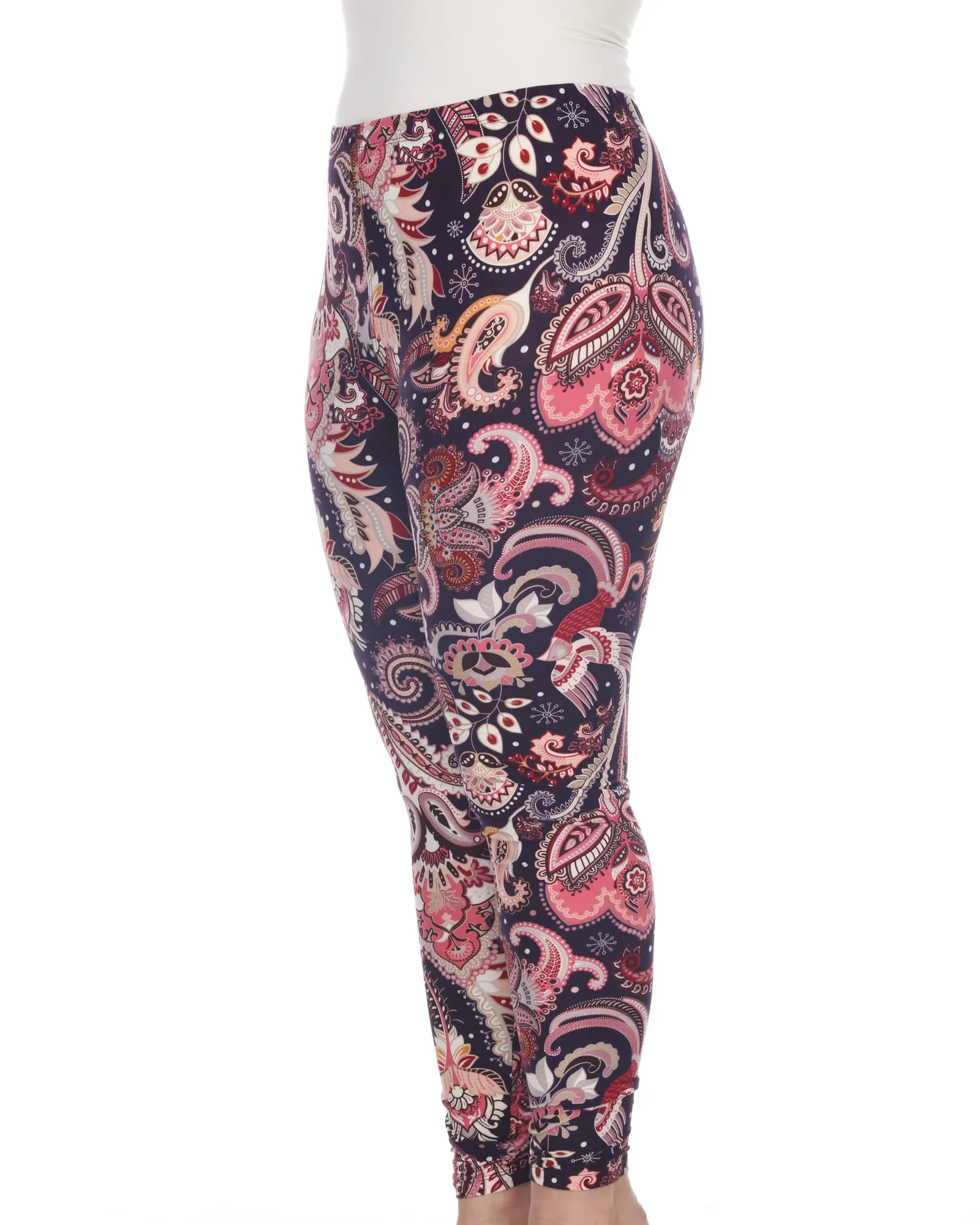 Printed Paisley Leggings | Purple Fuchsia Paisley