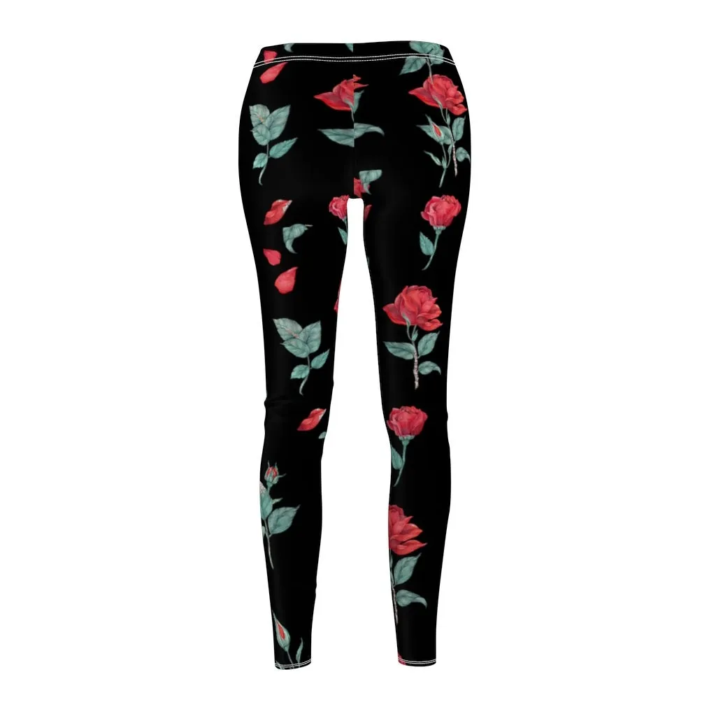 Printed Roses on Leggings,CasualWear,Gifts for Her,Aunt Gift,Sister Gift,Christmas,Birthday Gift,GirlFriend Gift,Cute Valentine&#39;s Gifts