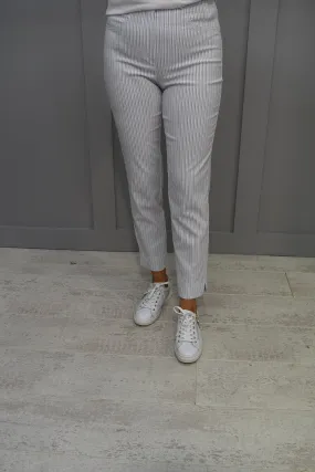 Robell Marie 07 Silver Grey & White Stripe Trousers - 51659 54370 920