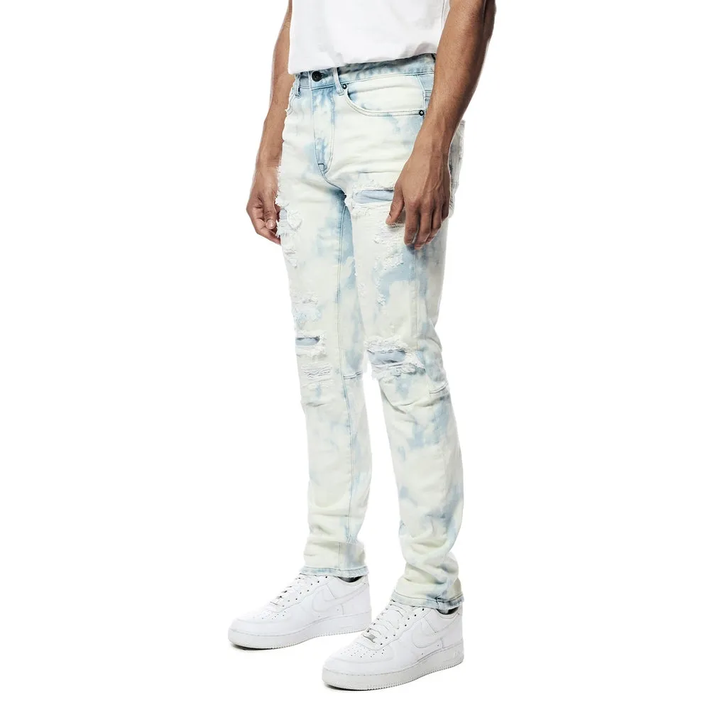 Slim Bleach Washed Rip & Repaired Jeans - Billie Blue