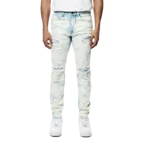 Slim Bleach Washed Rip & Repaired Jeans - Billie Blue