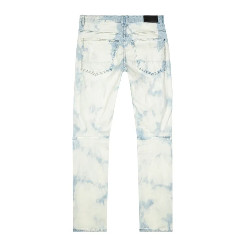 Slim Bleach Washed Rip & Repaired Jeans - Billie Blue