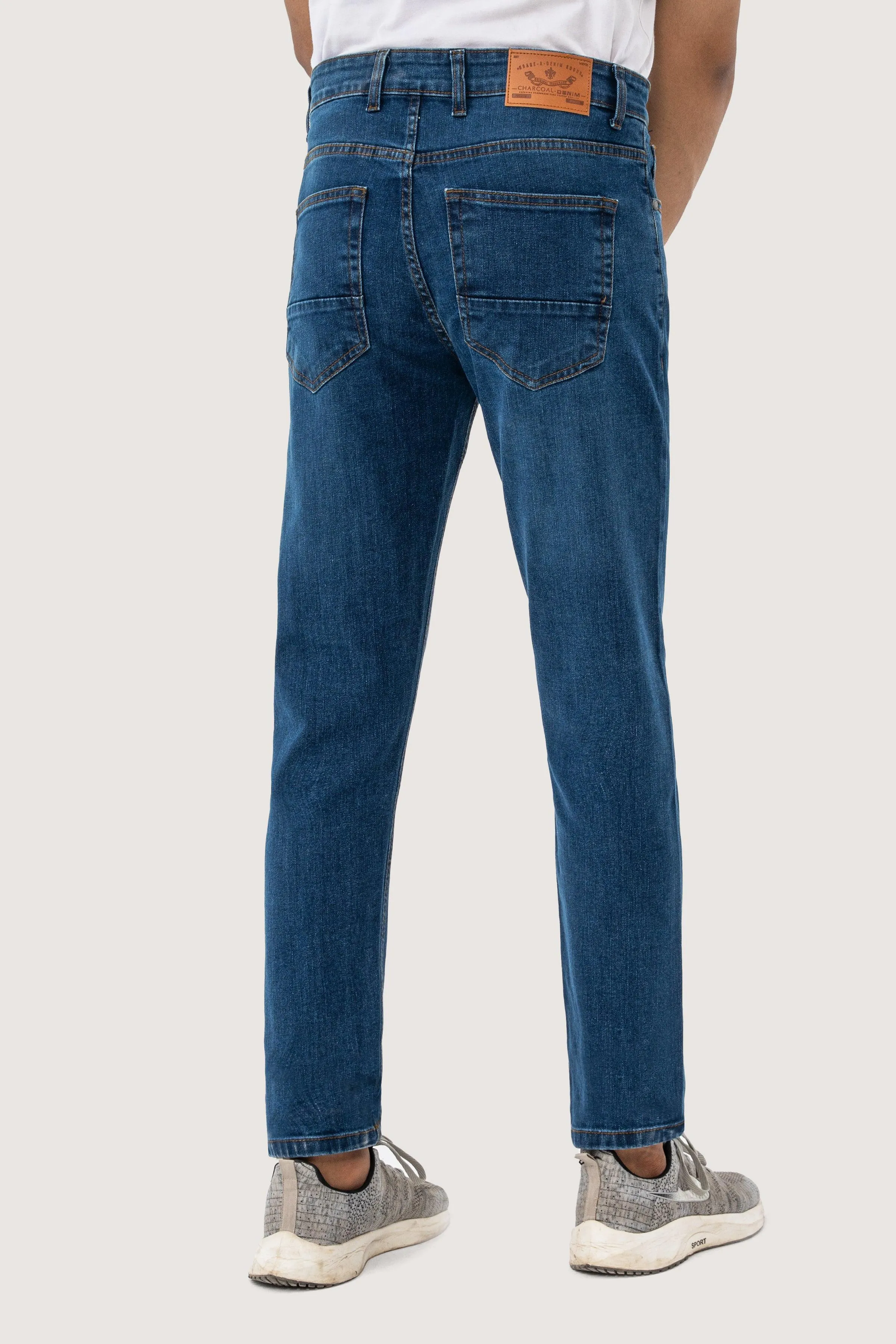 SLIM LEG DENIM JEANS MID BLUE