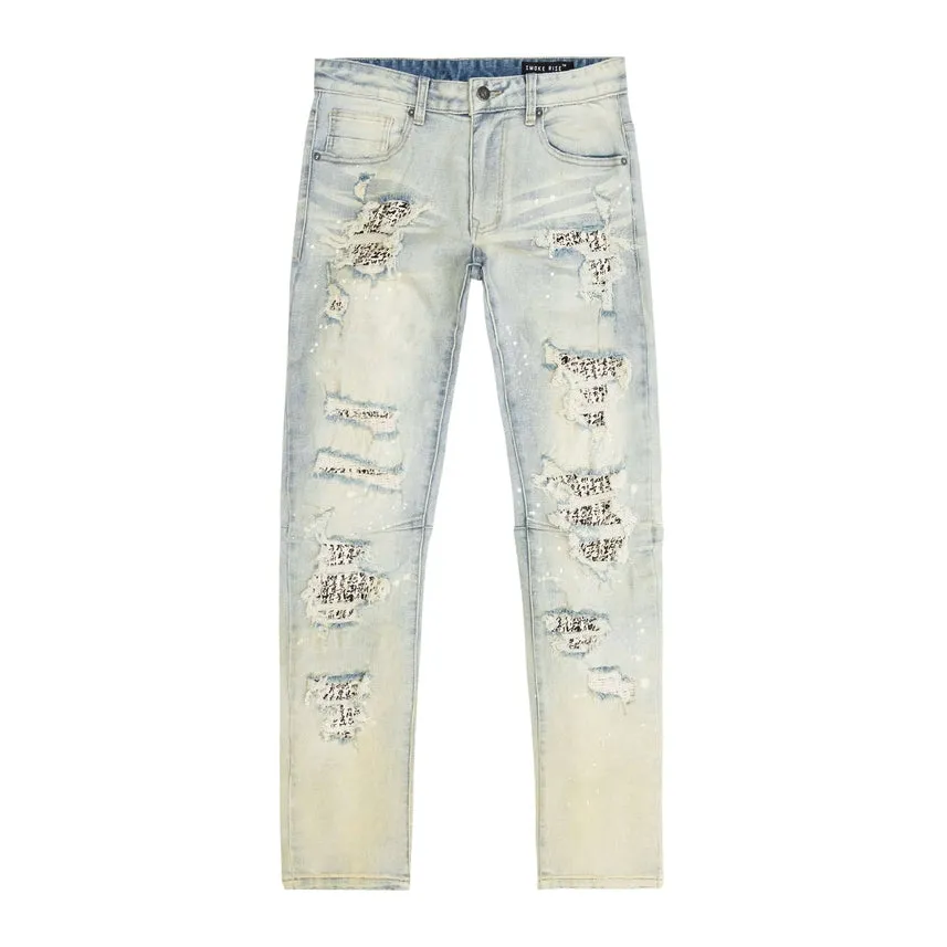 Slim Tapered Doodling Jeans - Ombre Blue