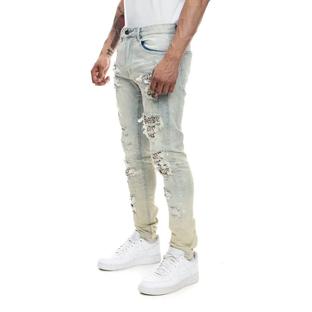 Slim Tapered Doodling Jeans - Ombre Blue