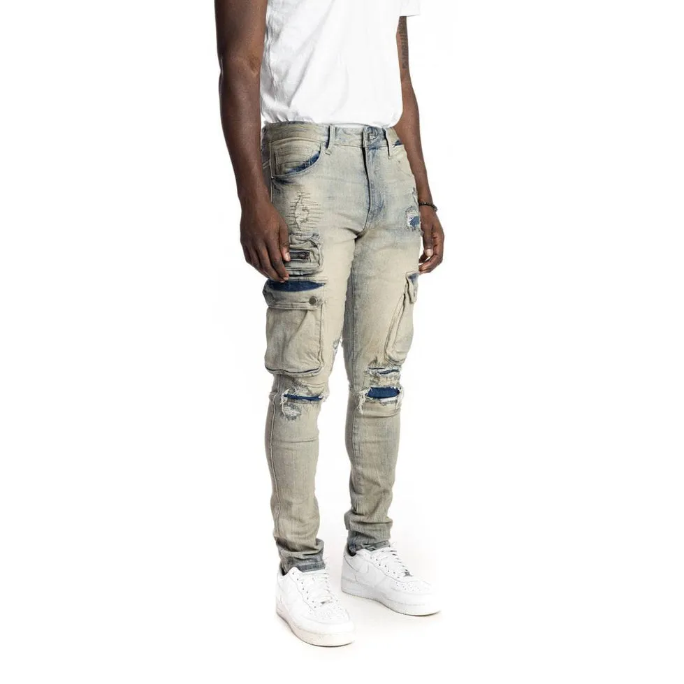 Slim Tapered Multipocket Jeans - Goblin Blue