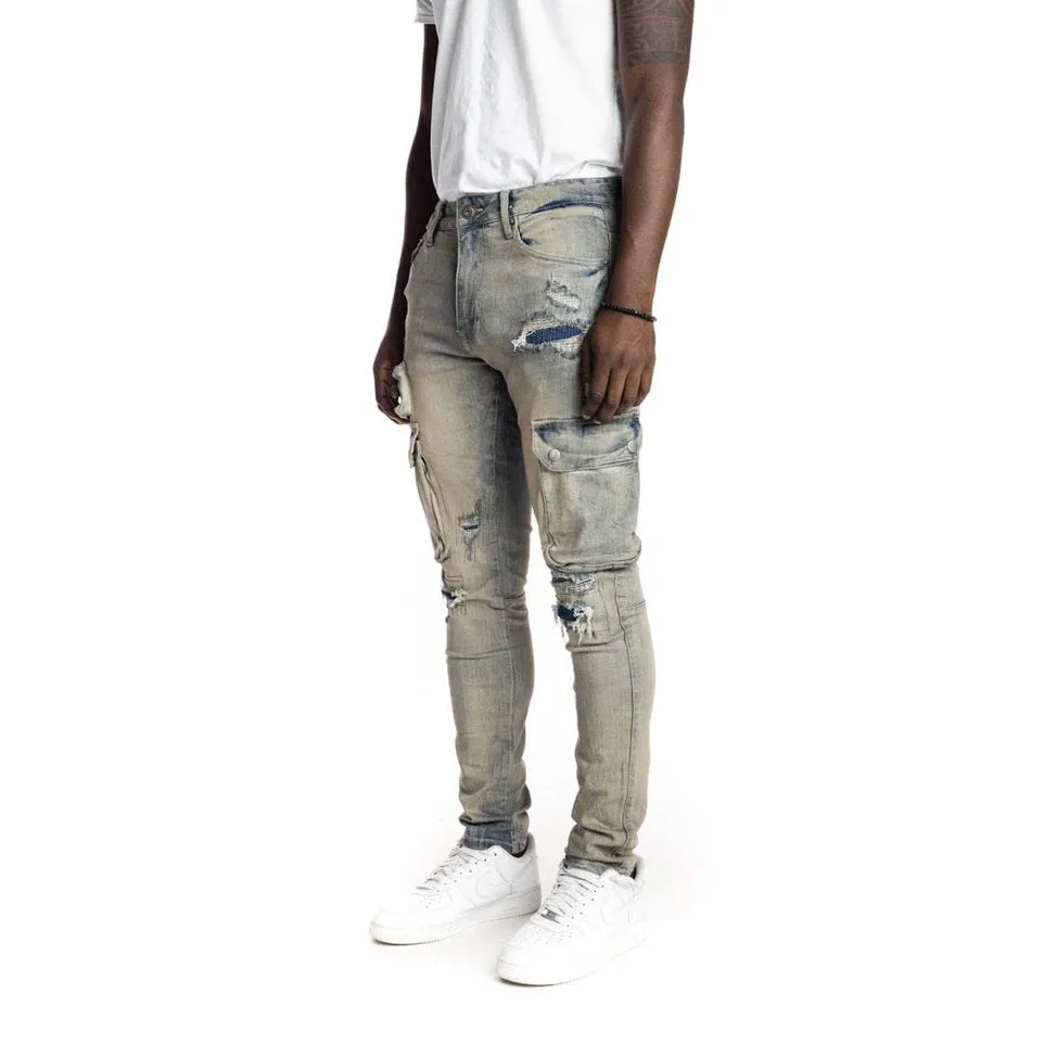 Slim Tapered Multipocket Jeans - Goblin Blue