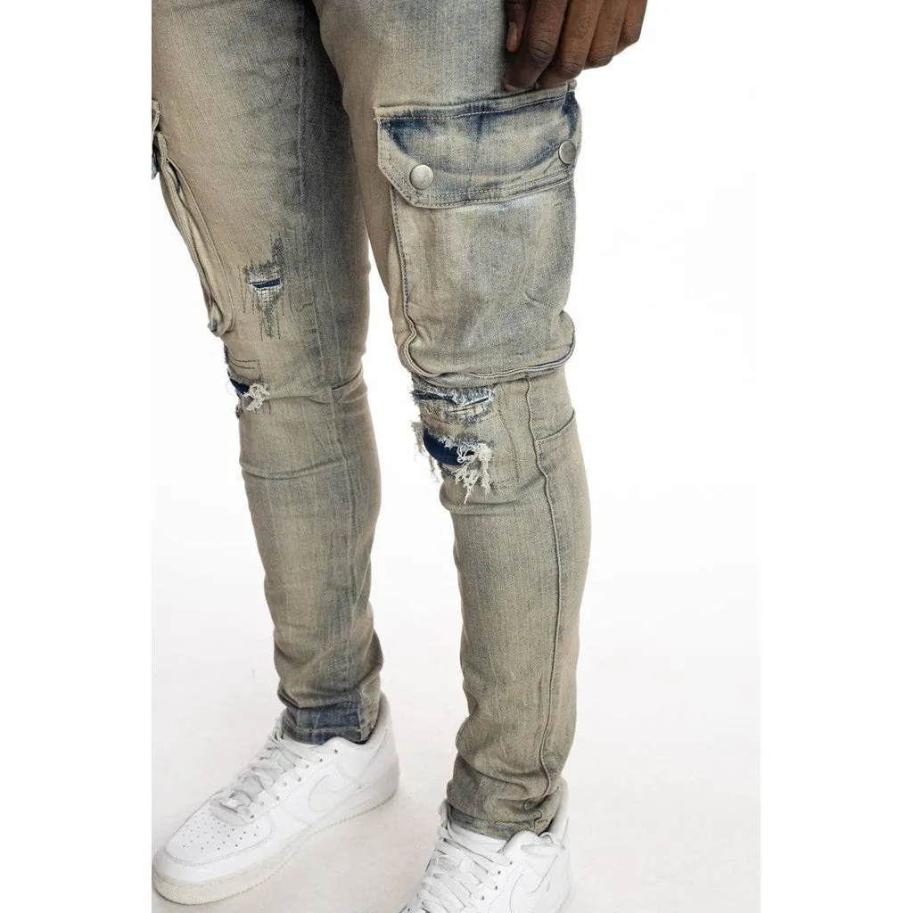 Slim Tapered Multipocket Jeans - Goblin Blue