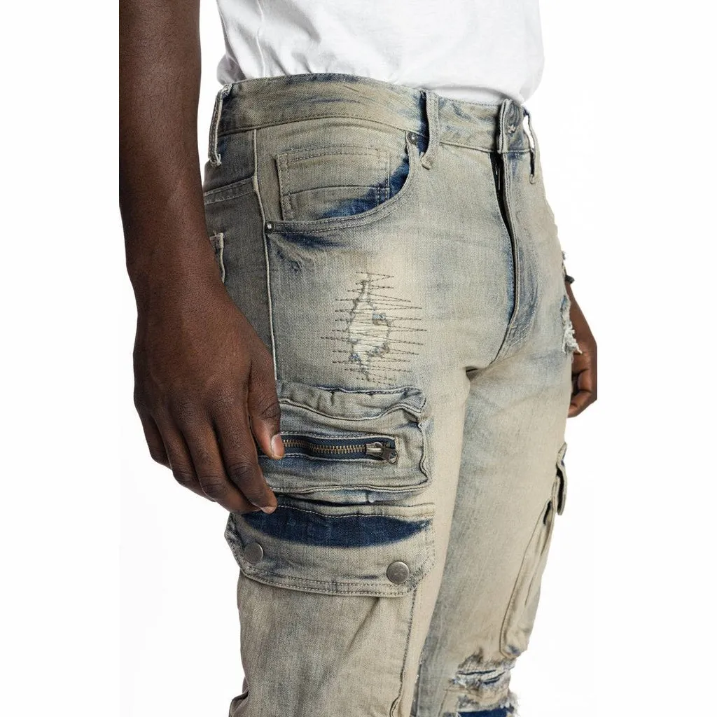 Slim Tapered Multipocket Jeans - Goblin Blue