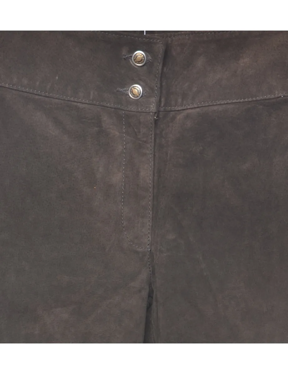 Suede Dark Brown Tapered Trousers - W31 L32