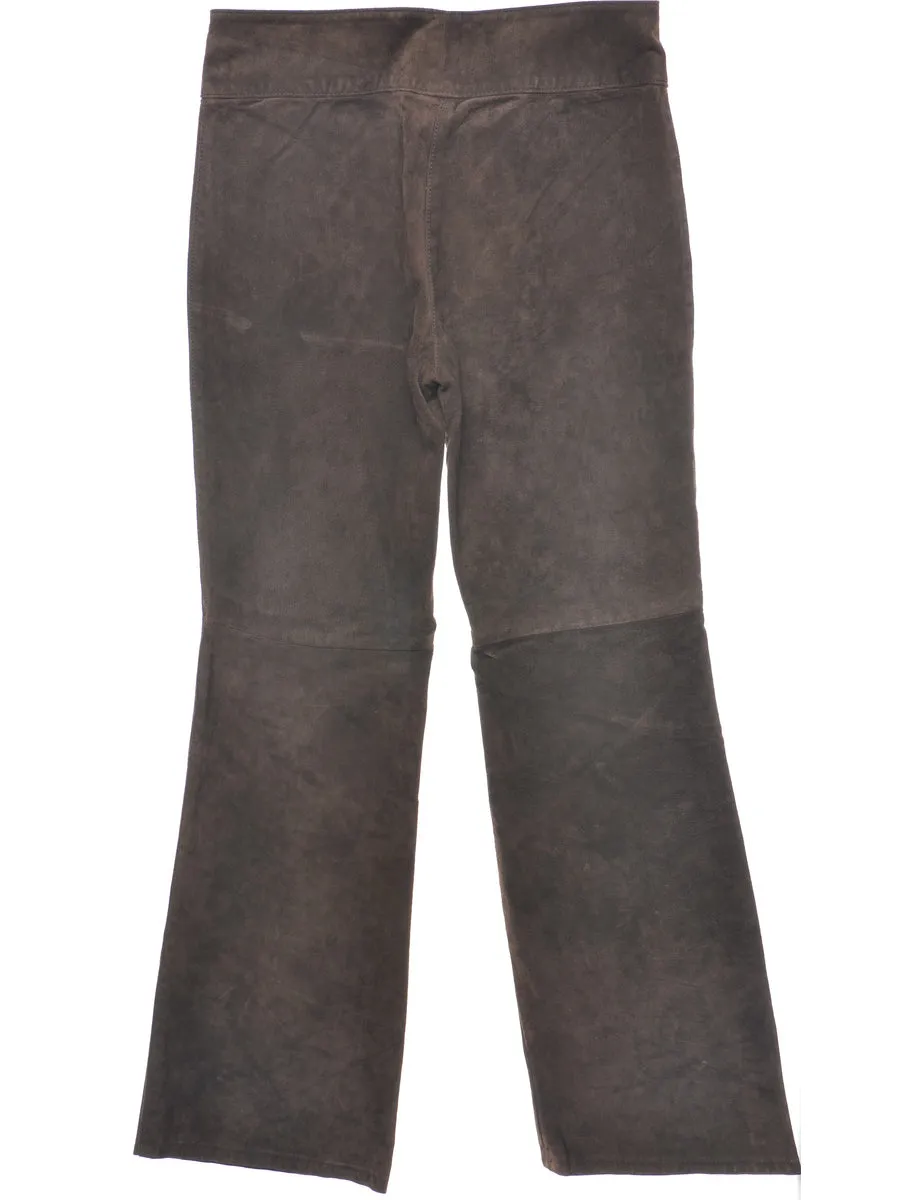 Suede Dark Brown Tapered Trousers - W31 L32