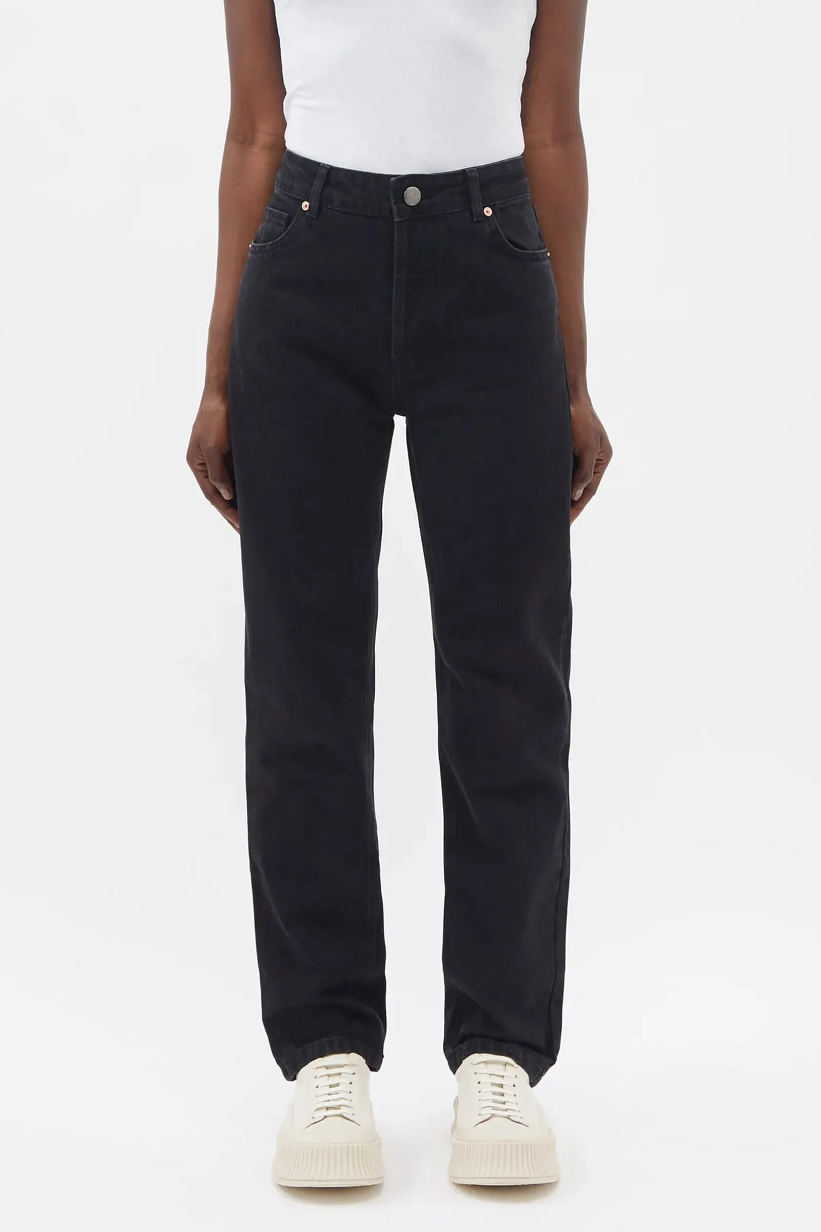 Track Organic-cotton High-rise Straight-leg Jeans