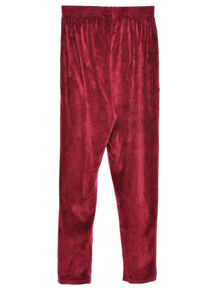 Velvet Fabric Maroon Trousers - W28 L33