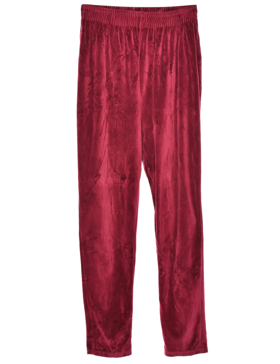 Velvet Fabric Maroon Trousers - W28 L33