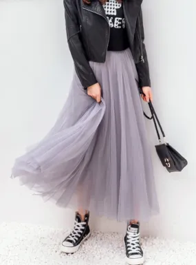 Vintage Skirts Womens Elastic High Waist Tulle Mesh Skirt