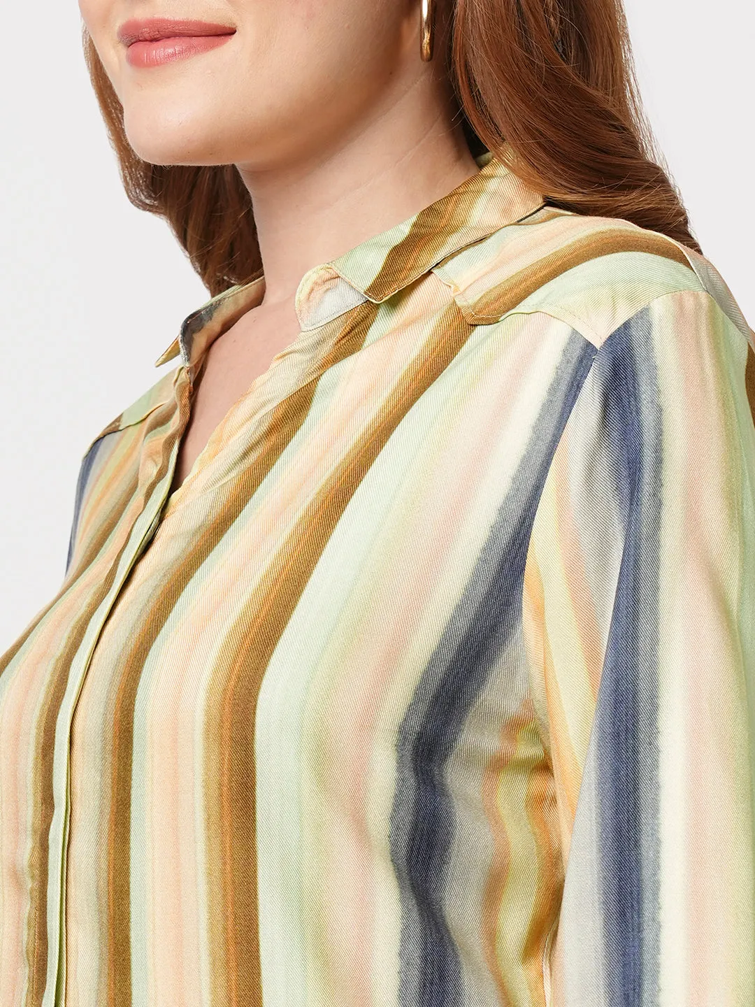 Women Slim Fit Multi Stripe Shirt