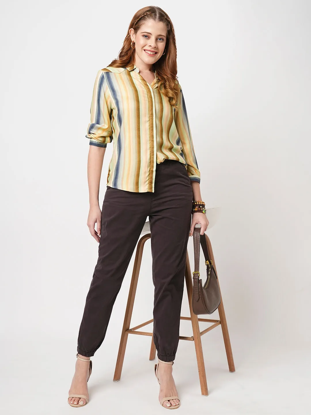 Women Slim Fit Multi Stripe Shirt