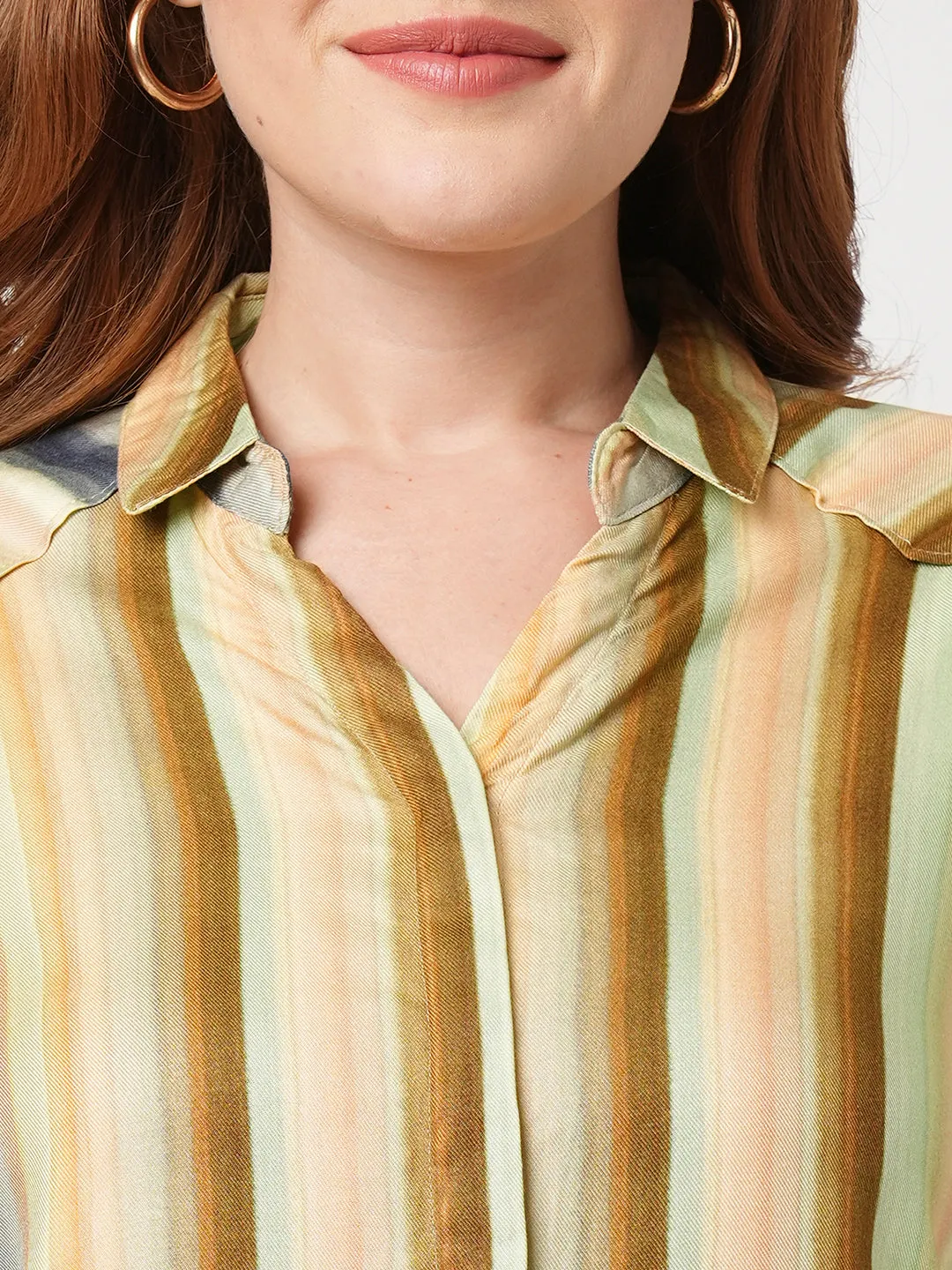 Women Slim Fit Multi Stripe Shirt