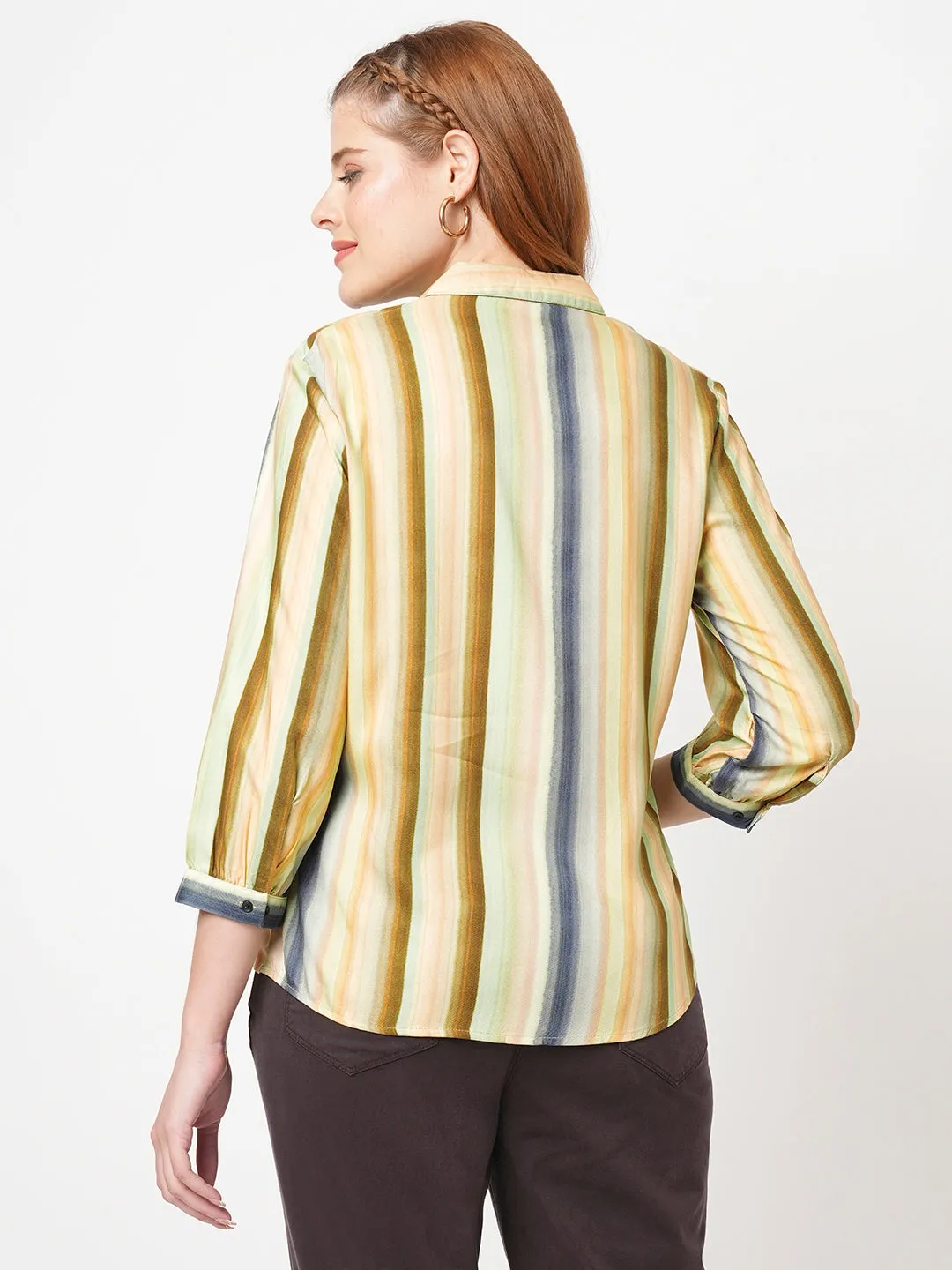 Women Slim Fit Multi Stripe Shirt