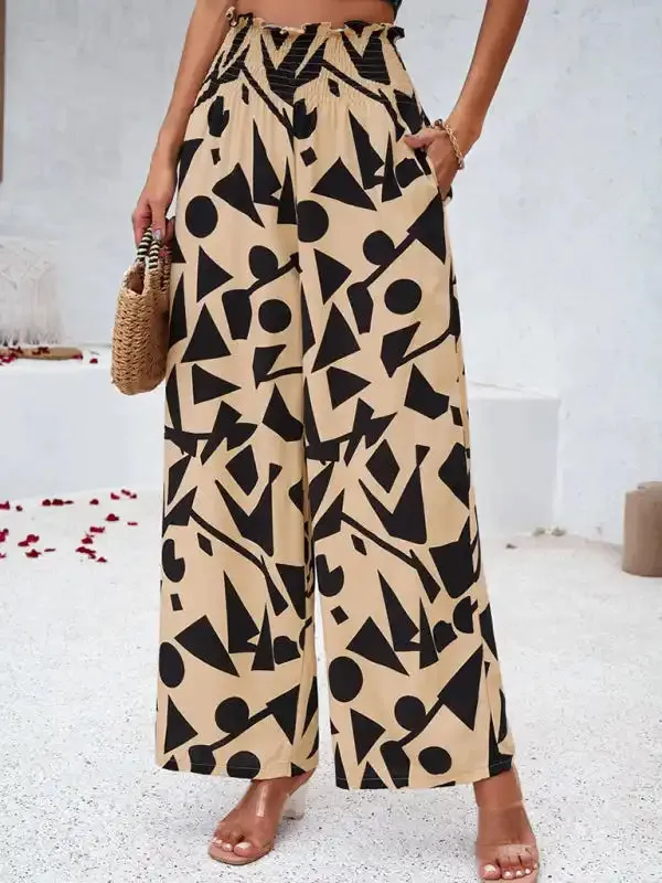 Women’s elegant geometric print loose trousers