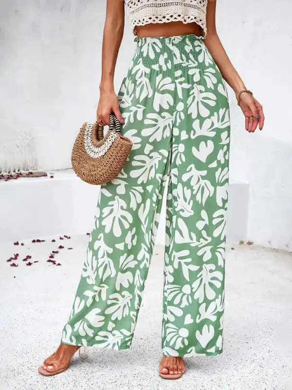 Women’s elegant geometric print loose trousers