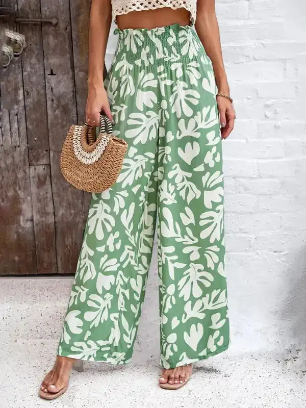 Women’s elegant geometric print loose trousers