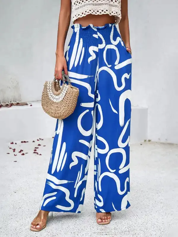 Women’s elegant geometric print loose trousers