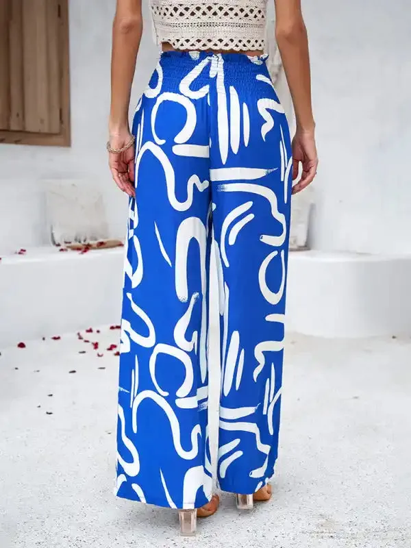 Women’s elegant geometric print loose trousers