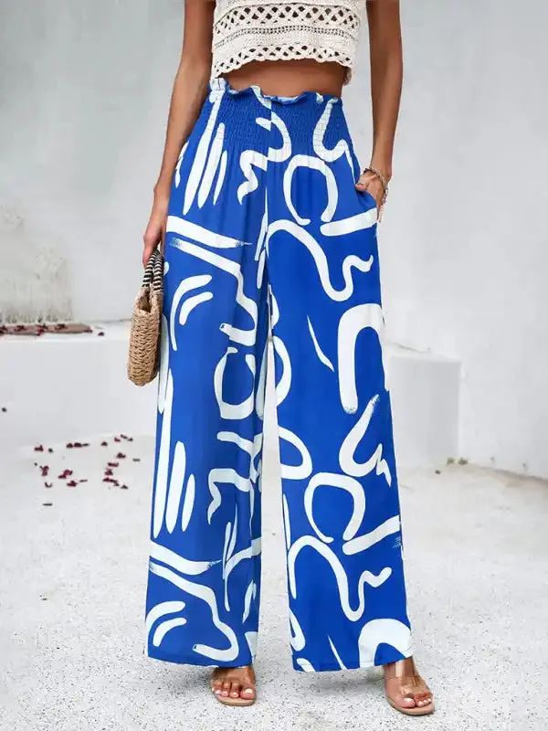 Women’s elegant geometric print loose trousers