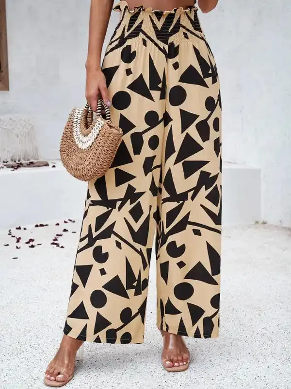 Women’s elegant geometric print loose trousers