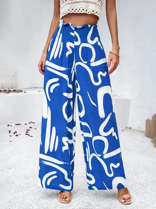 Women’s elegant geometric print loose trousers