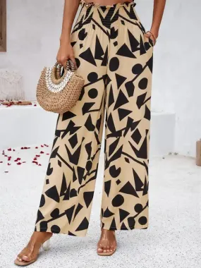 Women’s elegant geometric print loose trousers