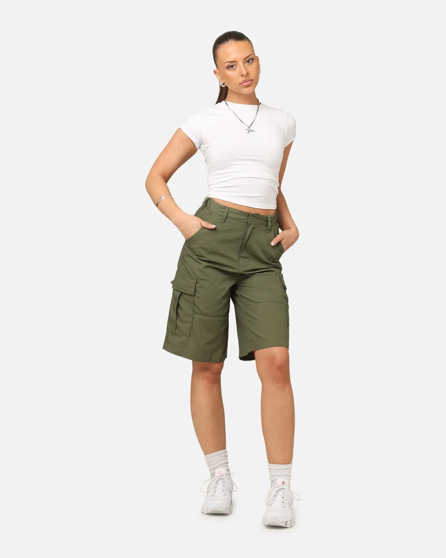 X-Girl Women's Easy Cargo Shorts Flight Green