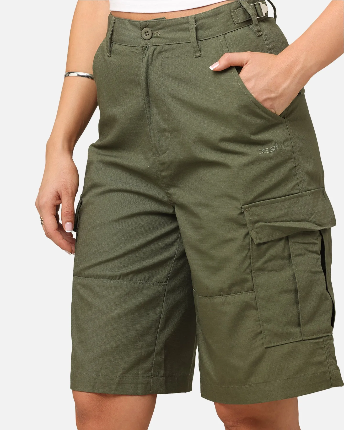 X-Girl Women's Easy Cargo Shorts Flight Green